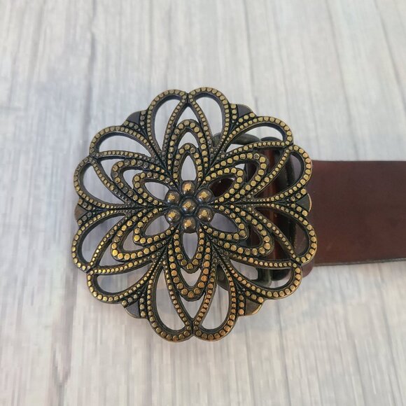 Vintage Old Navy Italian Leather Belt Boho Buckle Womens Measures L USA - Picture 7 of 8